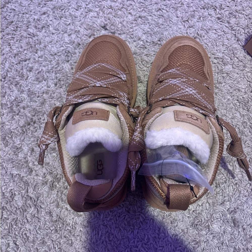 UGG Brown Sneakers with Lace-Up Closure and Soft Suede Material